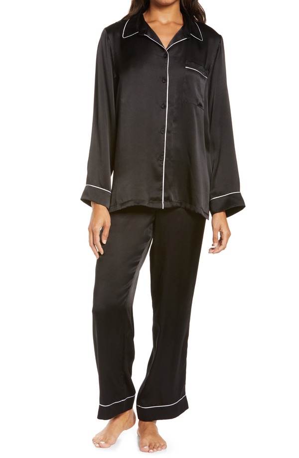 パピネール レディース アンダー御召しもの ナイト爵御召しもの 地絹 Papinelle Silk Pajamas Black 黒いこと