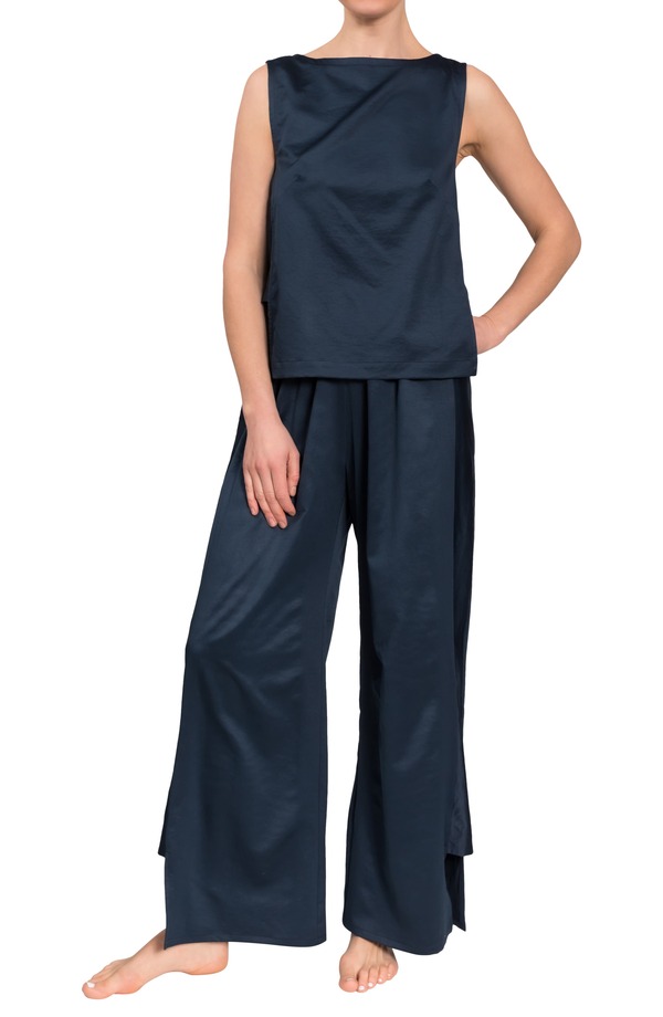エブリデイ リチュアル レディース アンダーウェア ナイトウェア ワイドレッグ ノースリーブ コットン Everyday Ritual Piper Wide Leg Sleeveless Cotton Pajamas Inky Blue ブルー