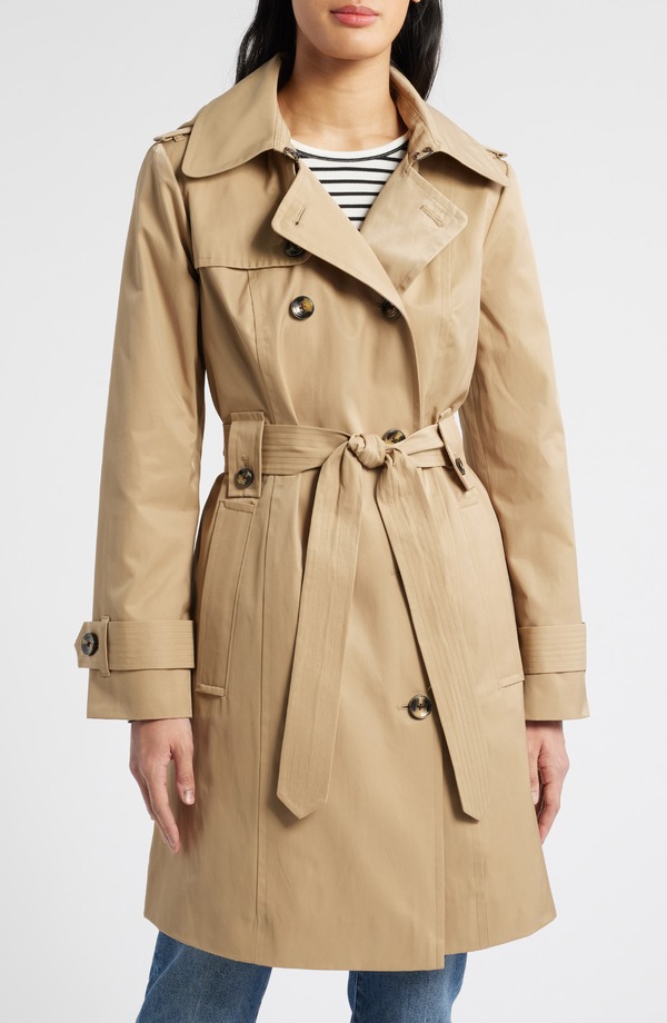 ロンドンフォグ レディース アウター 上衣・上衣 厚地の外套 London Fog Missy Hooded Belted Trench Coat Khaki カーキ