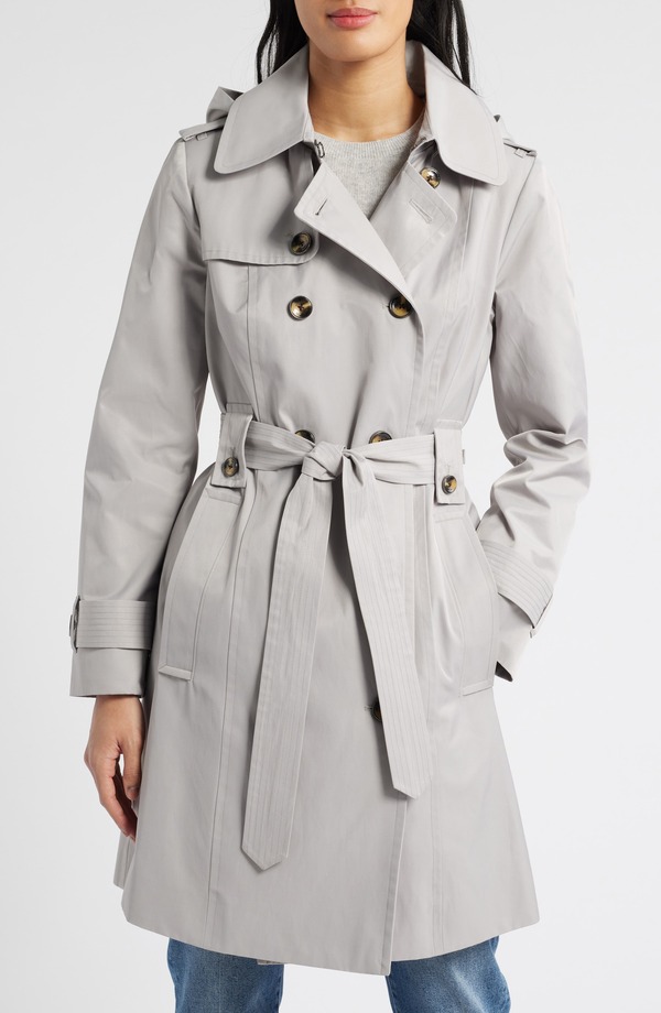 ロンドンフォグ レディース アウター 上衣・上衣 厚地の外套 London Fog Missy Hooded Belted Trench Coat Volcanic Rock