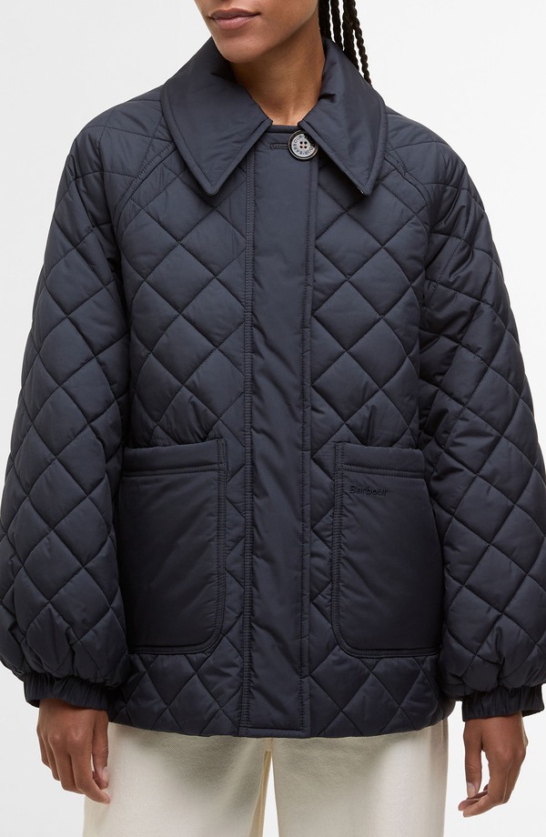 バブアー レディース アウター ジャケット・ブルゾン キルティング Barbour Laoise Diamond Quilted Jacket Dark Navy/ Ancient Poplar ネイビー