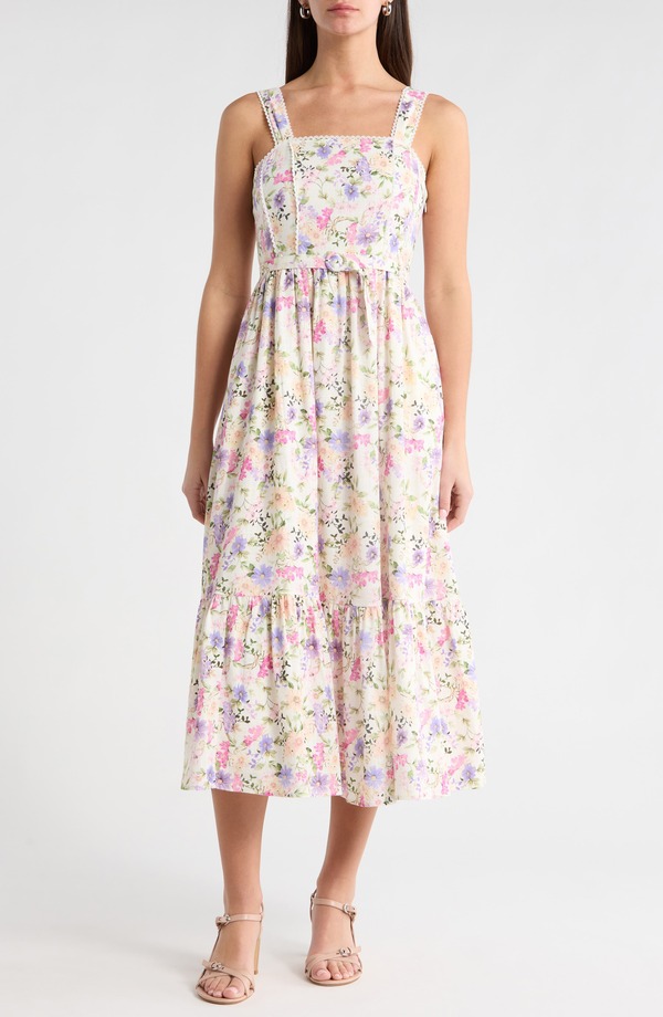 セセ レディース トップス ワンピース フラワー柄 ミディ フラワー CeCe Floral Midi Sundress New Ivory アイボリー|ReVida 店