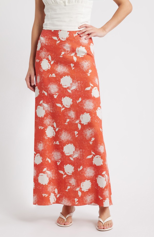 フェイスフルザブランド レディース ボトムスカート フラワー柄 リネン マキシ フラワー Faithfull the Brand Martina Floralinen Maxi Skirt Sunrose Rosso 48,480円