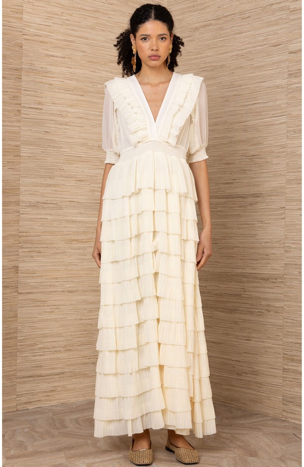 ヘイルボブ レディース トップス ワンピース シフォン Hale Bob Aulelei Chiffon Solidress Ivory アイボリー