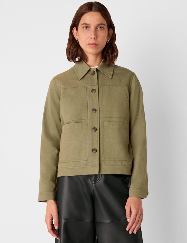 ホイッスルズ レディース アウター ジャケット・ブルゾン Whistles Mia Pocket Detail Jacket Khaki カーキ