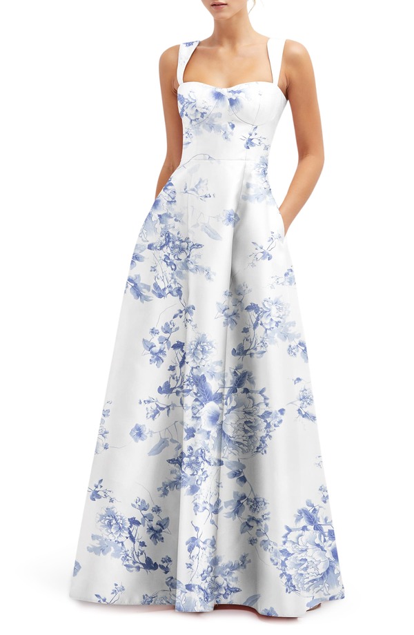 アルフレッド レディース トップス ワンピース A ライン フラワー柄 レース フラワー Alfred Sung Floralace Up A-Line Gown Cottage Rose-Larkspur Print