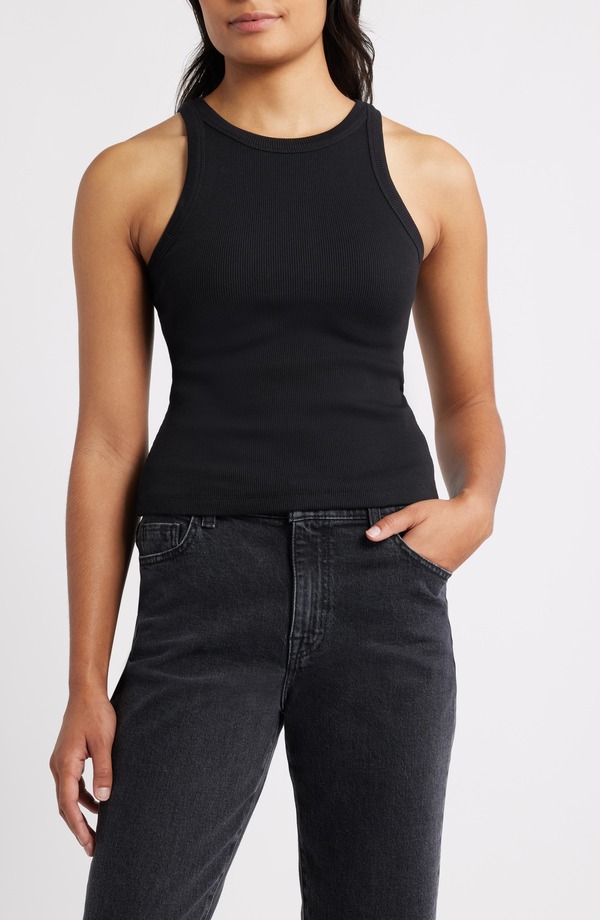 マーヴィ ジーンズ レディース トップス シャツ コットン Mavi Jeans Rib Stretch Cotton Tank Black ブラック