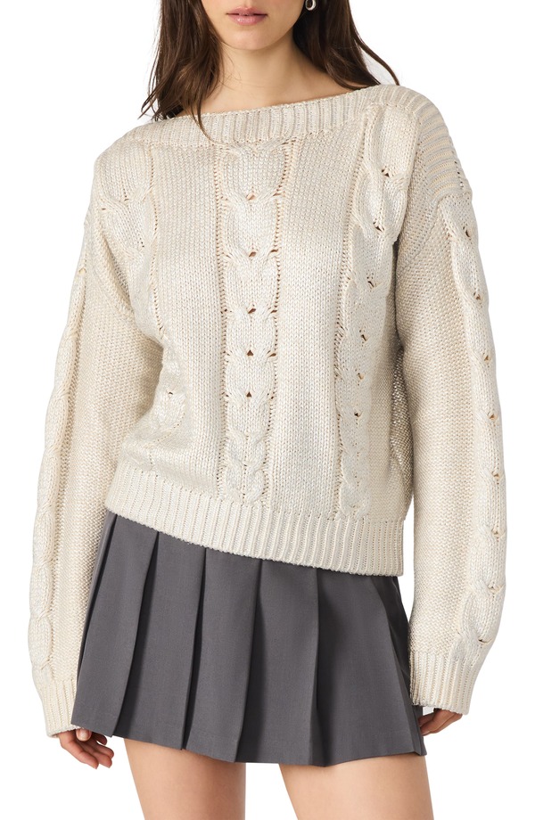 スティーブ マデン レディース アウター パーカー・スウェット セーター コットン Steve Madden Debbi Cable Cotton Boat Neck Sweater Antique｜ReVida 店