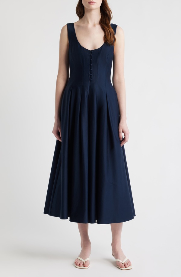フレンチコネクション レディース トップス ワンピース プリーツ ミディ Tシャツ ノースリーブ French Connection Pleated Sleevelessateen Midi Dress Marine