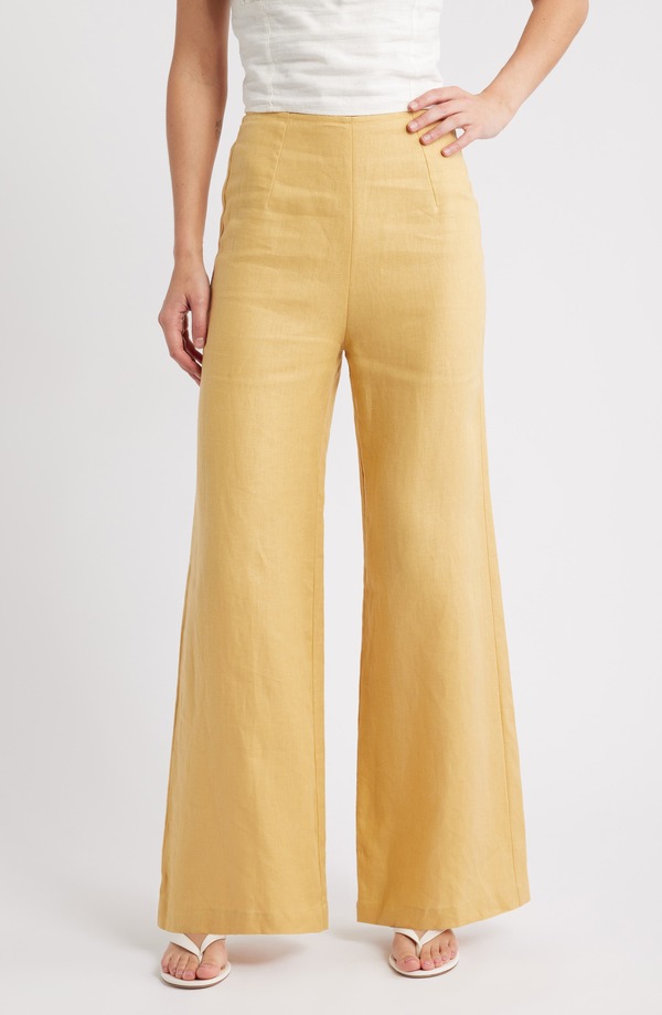 フェイスフルザブランド レディース ボトムス レギンス ワイドレッグ ズボン下 リネン Faithfull the Brand Syna Wide Leg Linen Pants Marigold