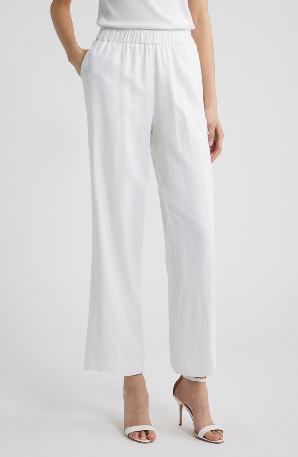 アンクライン レディース ボトムス レギンストレート パンツ リネン Anne Klein Straight Leg Linen Blend Pants Crisp White ホワイト 21,868円