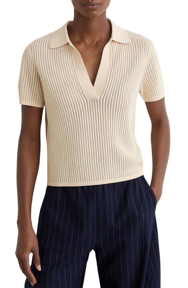 レイス レディース トップス スポーツシャツ 編み物 Reiss Pippa Knit Polo Ivory 象牙色