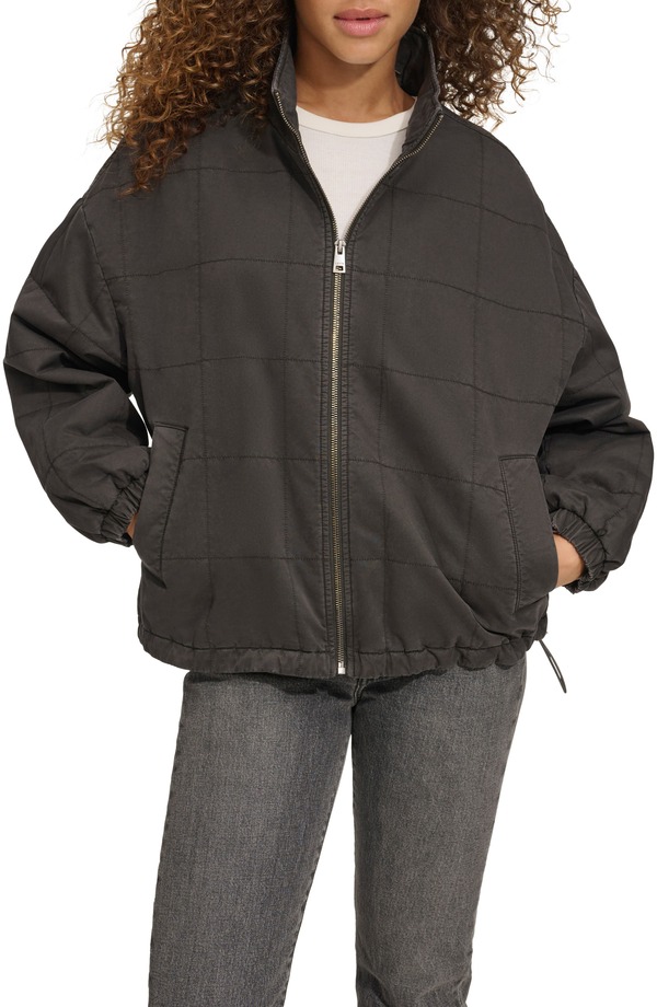 リーバイス レディース アウター ジャケット・ブルゾン キルティング コットン Levi's Box Quilted Wateresistant Cotton Jacket Charcoal チャコール