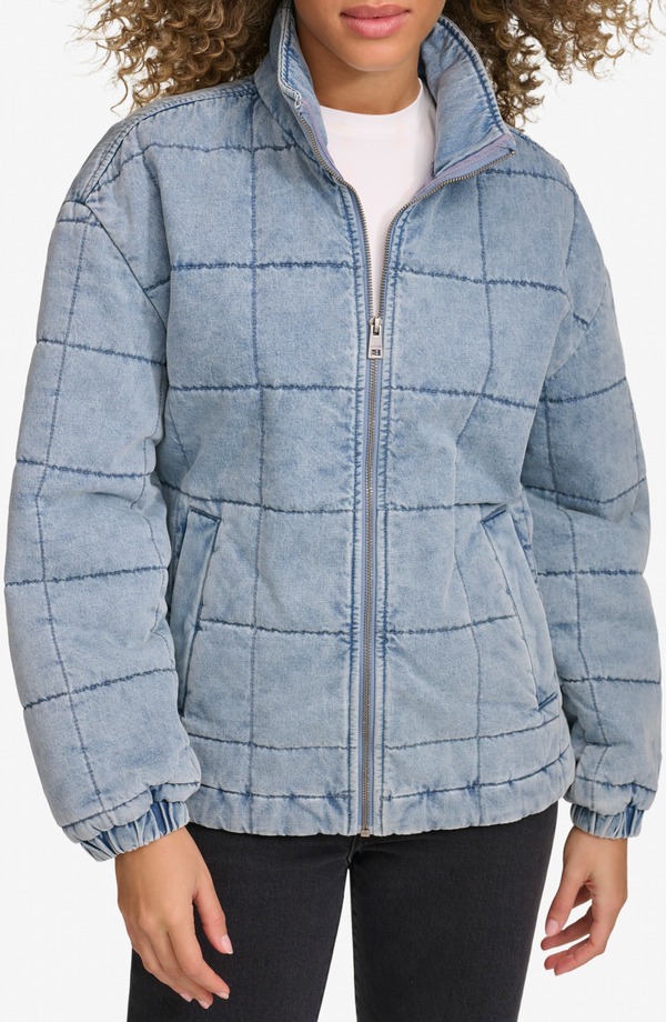 リーバイス レディース アウター ジャケット・ブルゾン キルティング コットン Levi's Box Quilted Wateresistant Cotton Jacket Light Wash Denim デニム