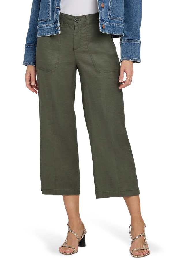 エヌワイディージェイ レディース ボトムス レギンス ワイドレッグ パンツ リネン NYDJ Wide Leg Crop Linen Blend Pants Desert Green グリーン 23,998円