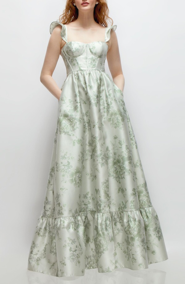 ドレッシーコレクション レディース トップス ワンピース フラワー柄 フラワー Dessy Collection Floral Corset Gown Sage Cottage Rose セージ