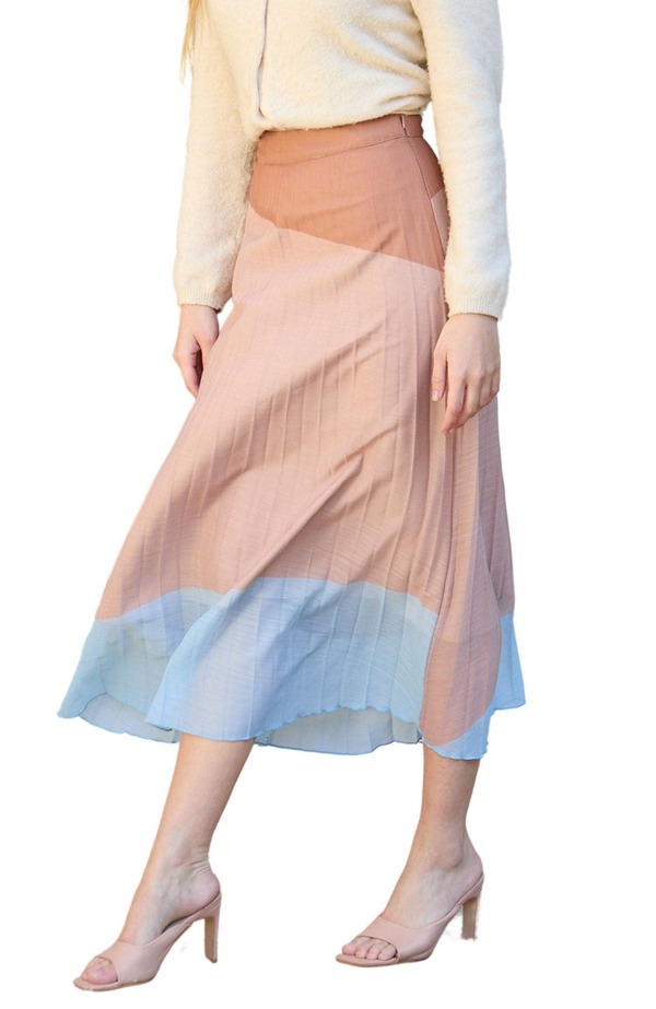 リリーアンドライオネル レディース ボトムスカート プリーツ マキシ LILY AND LIONELadbarn Colour Block Pleated Maxi Skirt Orange オレンジ|ReVida 店