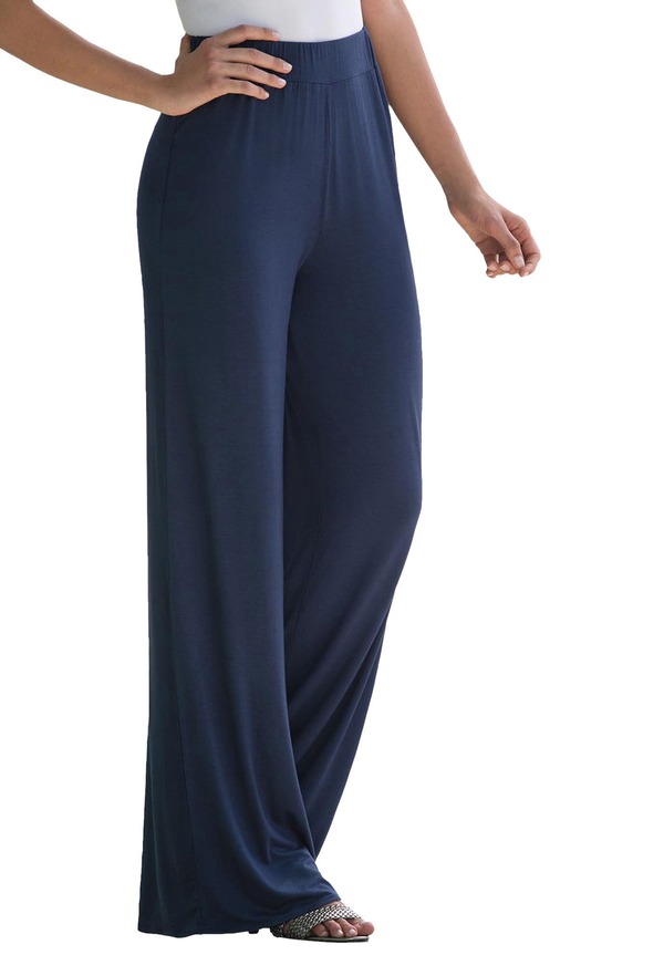 ジェシカロンドン レディース ボトムス レギンス ワイドレッグ ニット Jessica London Everyday Stretch Knit Wide Leg Pant Navy ネイビー