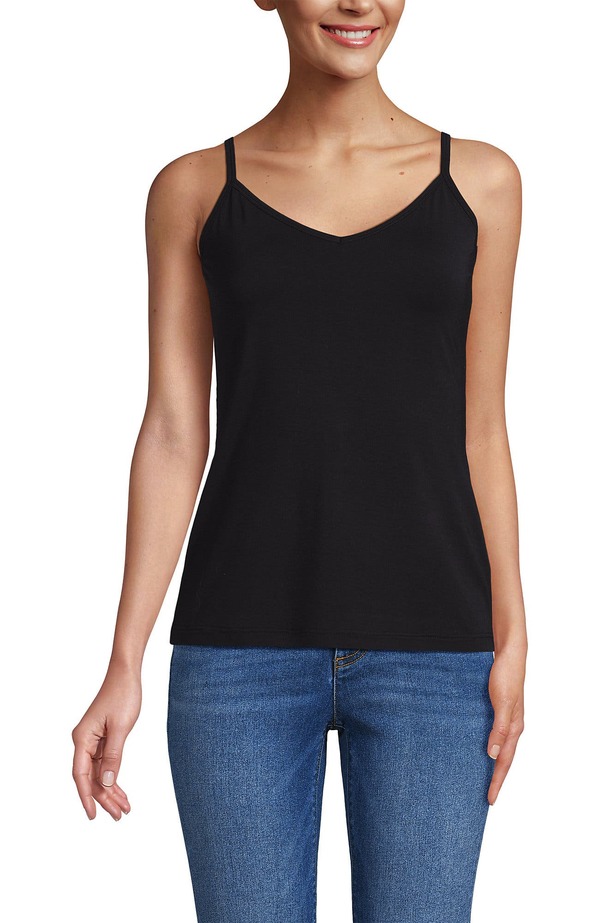 ランズエンド レディース トップス シャツ Vネック Lands' End Cooling V-neck Camisole Black ブラック|ReVida 店