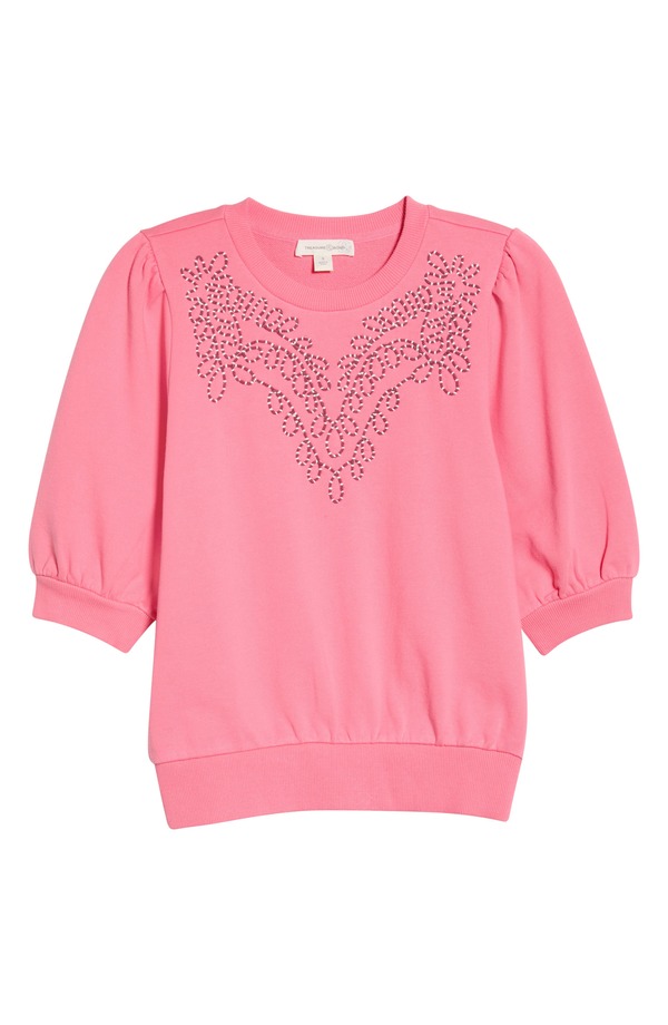 トレジャーアンドボンズ レディース アウター パーカー・スウェット シャツ 刺繍 Treasure & Bond Embroidered Puff Sleeve Sweatshirt Pink Lemonadembroidery ピンク｜ReVida 店 21,815円