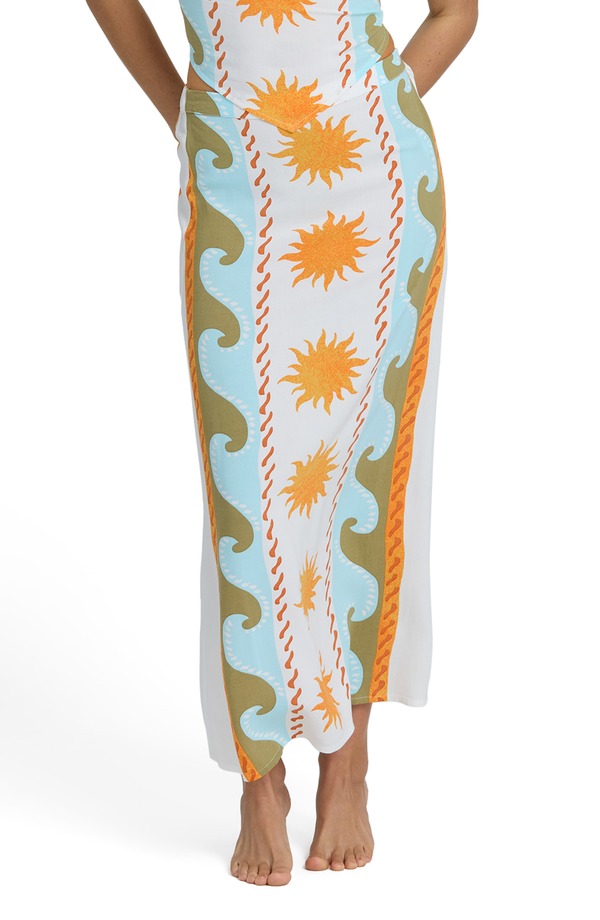 ビラボン レディース ボトムスカート ミディ コットン Billabong Tides Call Cotton Blend Midi Skirt Salt Crystal