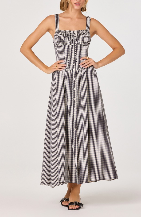 アストール レディース トップス ワンピース ギンガムチェック ミディ ギンガム ASTR the Label Temperance Gingham Corset Midi Dress Black Gingham ブラック