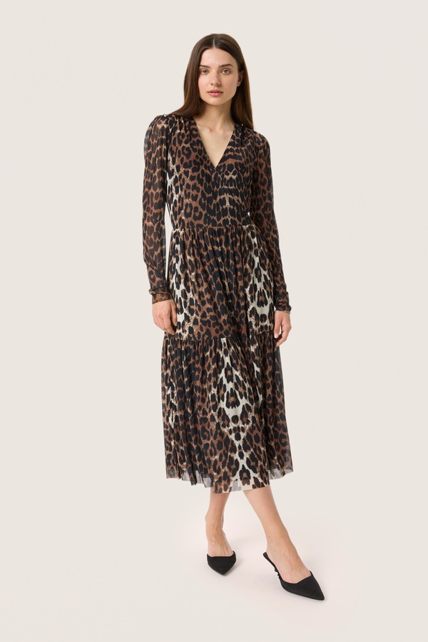 ソークドインラグジュアリー レディース トップス ワンピース Soaked in Luxury SLValdora Long Sleeves Wrap Dress Leopard Pattern アニマル