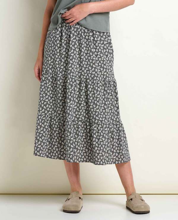 トードアンドコー レディース ボトムスカート ティアード ミディ Toad & Co Sunkissed Tiered Midi Skirt Black And Salt Print ブラック｜ReVida 店