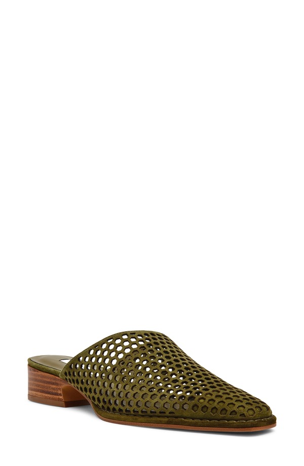 スティーブ マデン レディース シューズ ヒール Steve Madden Dessa Perforated Mule Olive Suede オリーブ