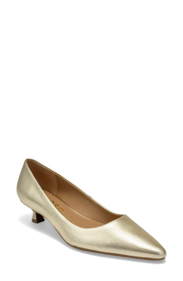 エアロソールズ レディース シューズ 踵 Aerosoles Rana Kitten Heel Pump Soft Gold ゴールド