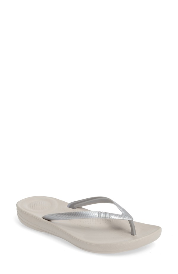 フィットフロップ レディース シューズ ヒール FitFlop iQushion Flip Flop Metallic Silver シルバー