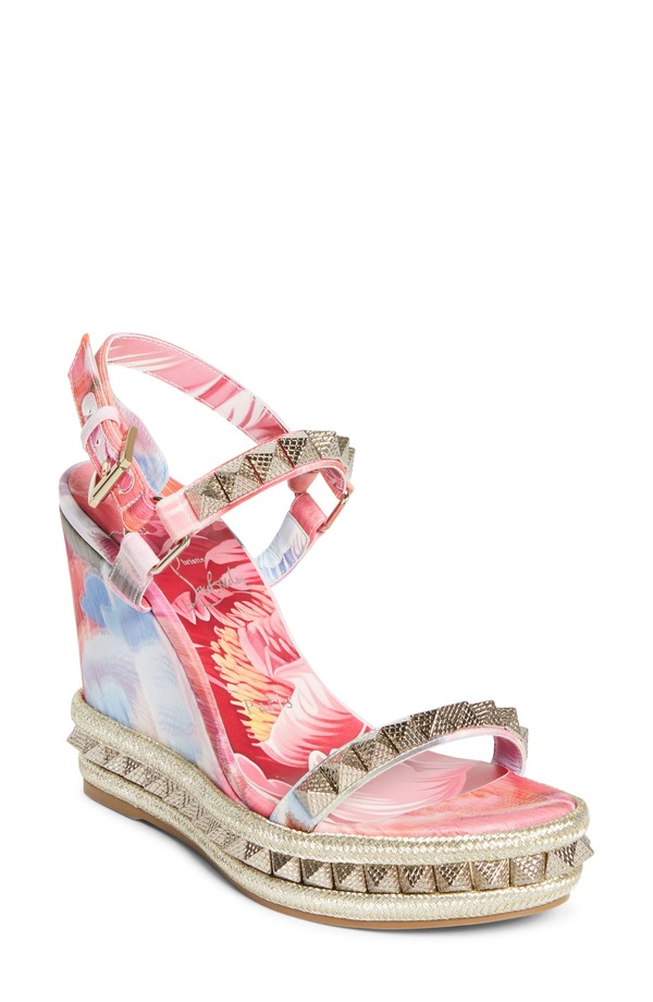 クリスチャン・ルブタン レディース シューズ サンダル Christian Louboutin Pyraclou Wedge Sandal Pink Multi ピンク