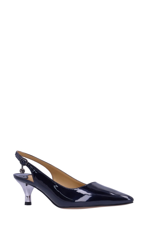 ジェイレニー レディース シューズ 踵 J. Rene Ferryanne Slingback Pointed Toe Pump Navy 米国海軍