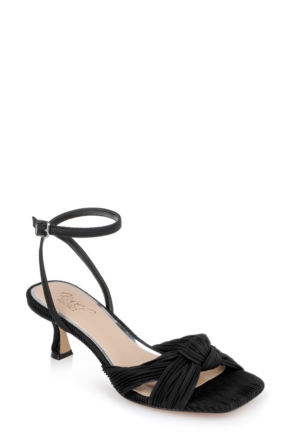 ジュウェルダグレイミシュカ レディース シューズ 踵 サンダル アンクル Jewel Badgley Mischka True Ankle Strap Kitten Heel Sandal Black Fabric 黒いこと