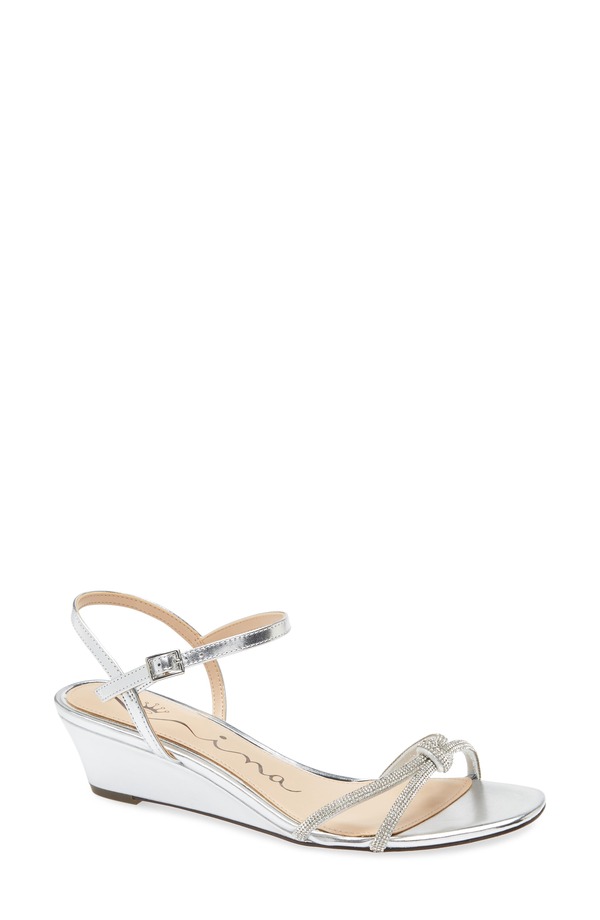 ニナ レディース シューズ ヒール サンダル アンクル Nina Valeriankle Strap Wedge Sandal Silver シルバー