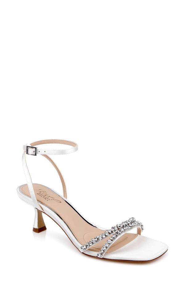 ジュウェルダグレイミシュカ レディース シューズ 踵 サンダル アンクル Jewel Badgley Mischka Naylankle Strap Sandal Ivory Satin 象牙色