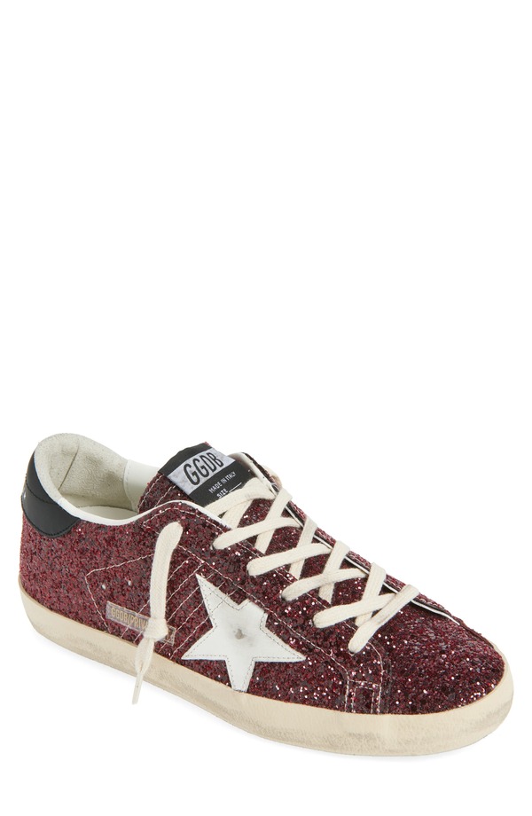 ゴールデングース レディース シューズ スニーカー Golden Goose Super-Star Glitter Low Top Sneaker Bordeaux/ White/ Black 白いこと