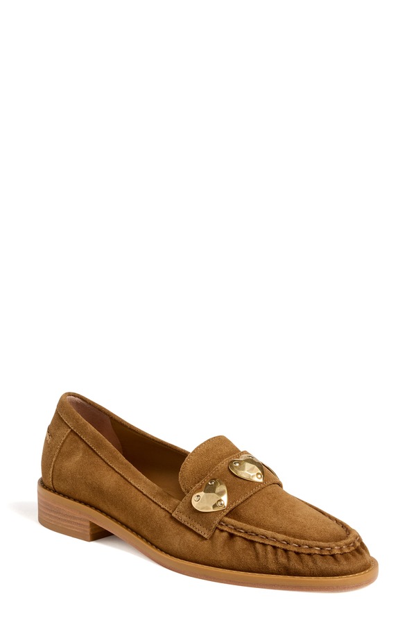 サンク セプト レディース シューズ スリッポン・ローファー Cinq Sept Gretta Heart Stud Loafer Golden Sienna