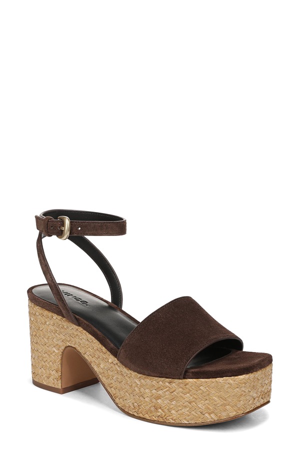 ヴィンス レディース シューズ 踵 プラットホーム サンダル アンクル Vince Castellankle Straplatform Sandal Cacao Brown 赤銅色
