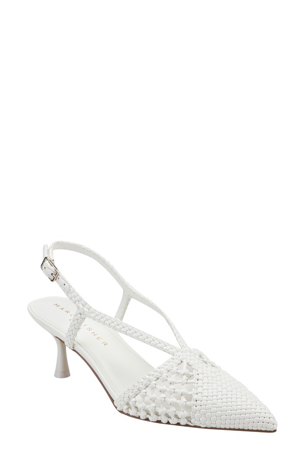 目じるし・フィッシャー レディース シューズ 踵 Marc Fisher LTD Reagan Slingback Pump White 白いこと