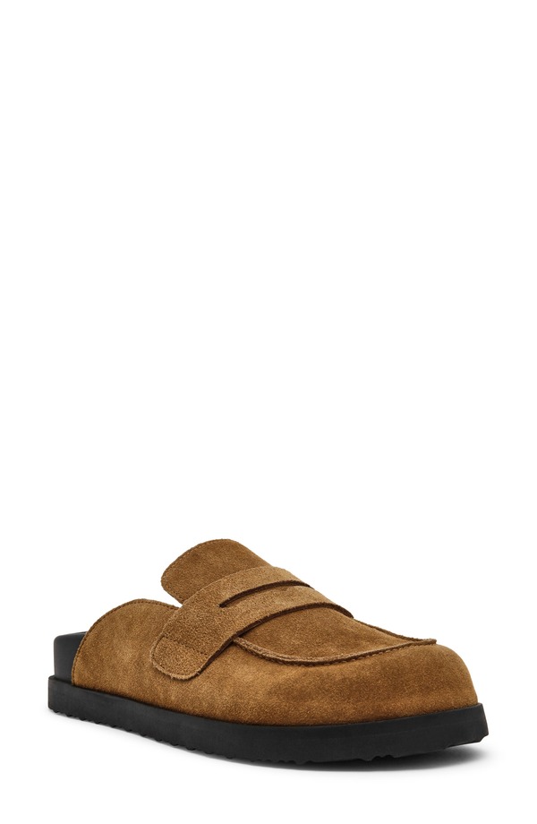 スティーブ マデン レディース シューズ 踵 置き目毛革 Steve Madden Toryn Loafer Mule Chestnut Suede