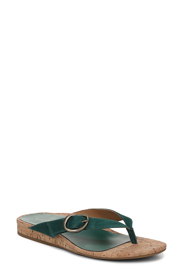 バイオニック レディース シューズ 踵 Vionic Grove Flip Floposy Green Suede 緑であること