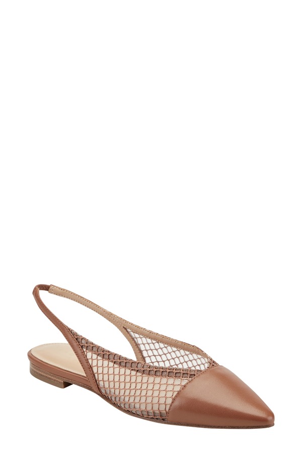 目じるし・フィッシャー レディース シューズ パンプス Marc Fisher LTDavin Pointed Toe Slingback Flat Medium Brown 赤銅色 レディース靴-靴