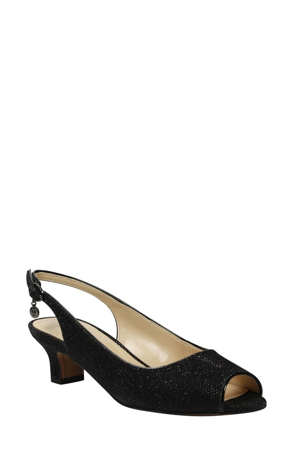 ジェイレニー レディース シューズ 踵 サンダル J. Rene Jenvey Slingback Sandal Black Fabric 黒いこと
