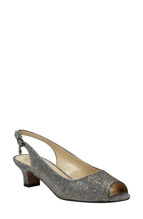 ジェイレニー レディース シューズ 踵 サンダル J. Rene Jenvey Slingback Sandal Pewter Fabric ピューター
