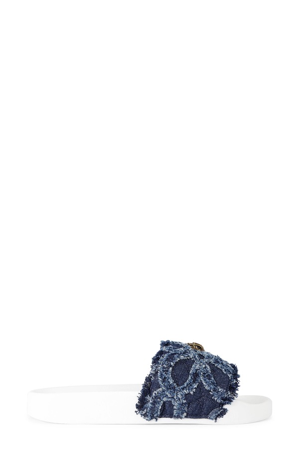 カートジェイガーロンドン レディース シューズ サンダル Kurt Geiger London Meena Eagle Glitter Slide Sandal Denim Blue/ White ホワイト|ReVida 店