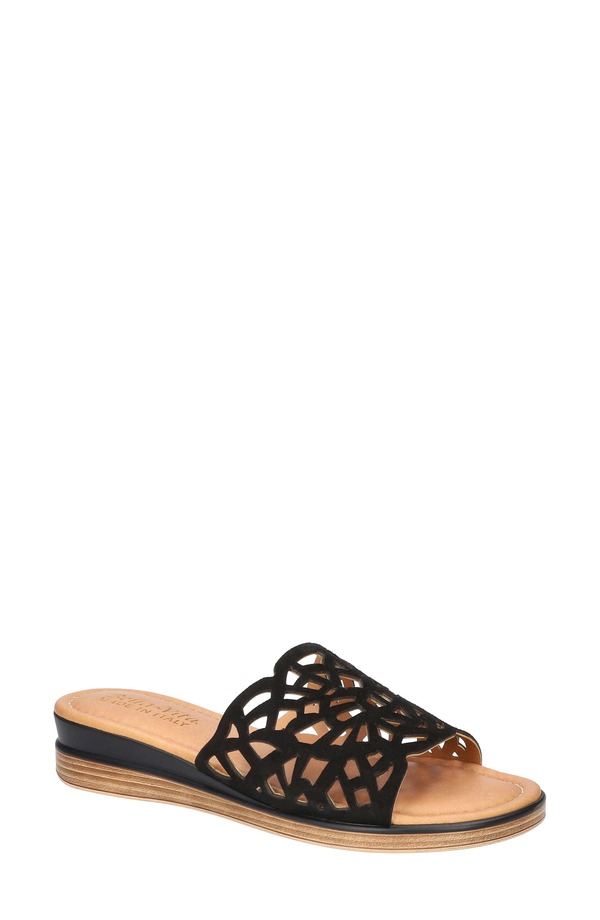 ベラヴィータ レディース シューズ 踵 サンダル Bella Vita Cas-Italy Wedge Slide Sandal Black Italian Leather 黒いこと