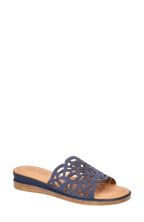 ベラヴィータ レディース シューズ 踵 サンダル Bella Vita Cas-Italy Wedge Slide Sandal Navy Italian Leather 米国海軍
