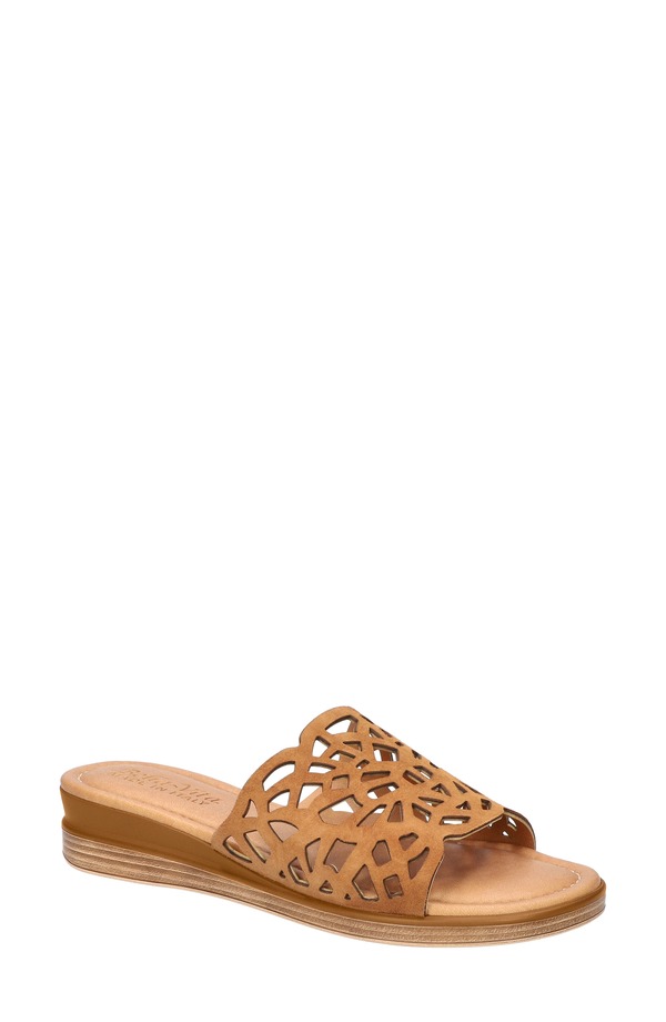 ベラヴィータ レディース シューズ 踵 サンダル Bella Vita Cas-Italy Wedge Slide Sandal Whiskey Italian Leather