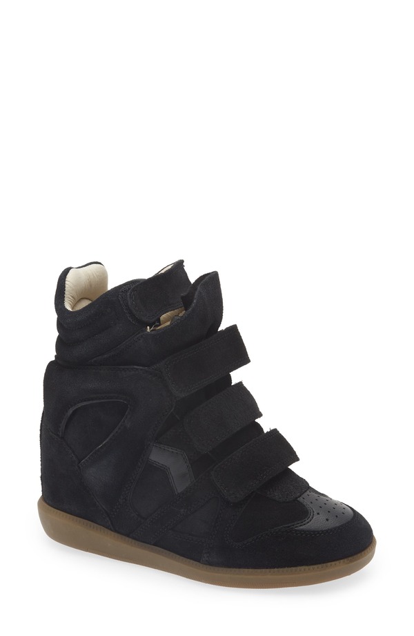 イザ呼びりん マラン レディース シューズ スニーカー Isabel Marant Bekett Hidden Wedge High Top Sneaker Black 黒いこと